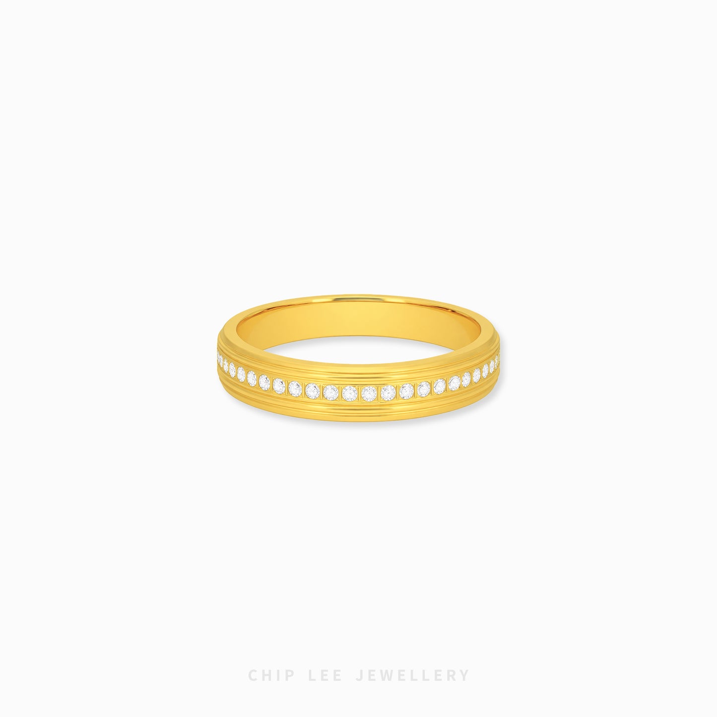 916 gold grooved eternity ring in 22K gold with continuous textured band design