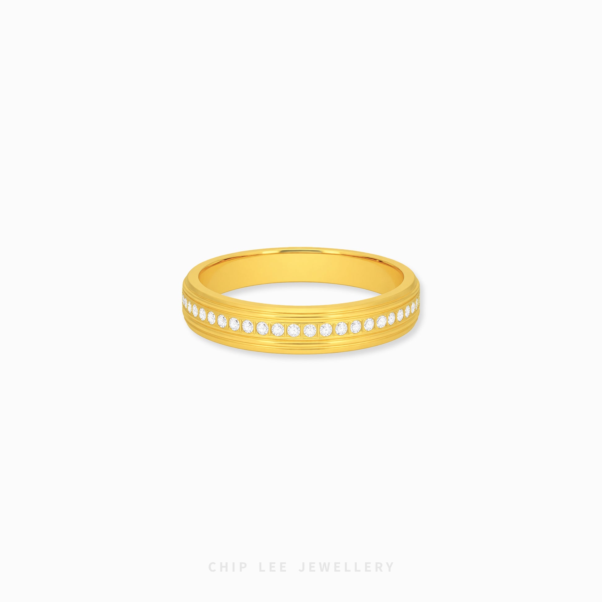 916 gold grooved eternity ring in 22K gold with continuous textured band design