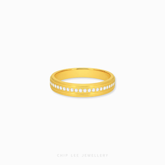 916 gold grooved eternity ring in 22K gold with continuous textured band design