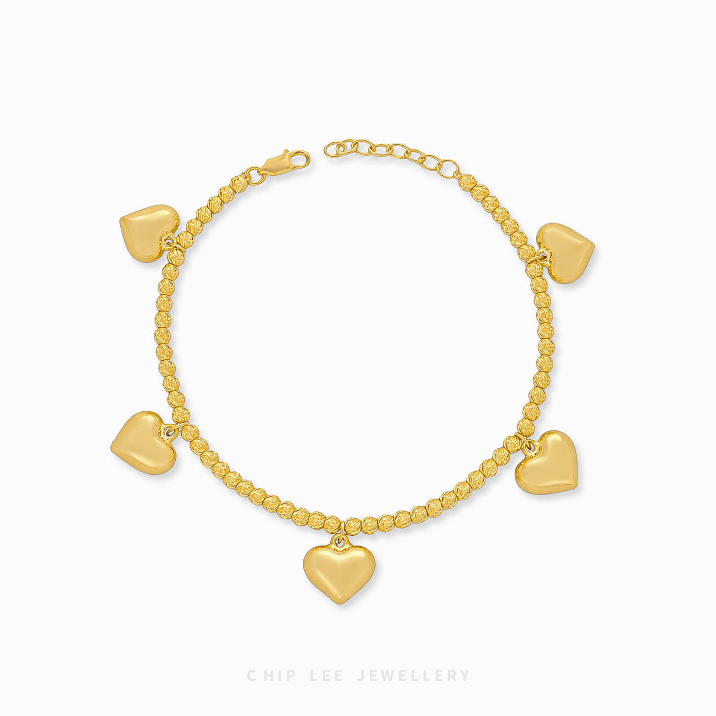 Heart Charms Bracelet with puffy heart charms, stylish romantic jewelry bracelet for women gifting and daily.