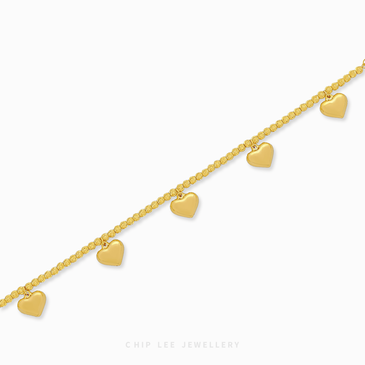 Heart Charms Bracelet with puffy heart charms, stylish romantic jewelry bracelet for women gifting and daily.