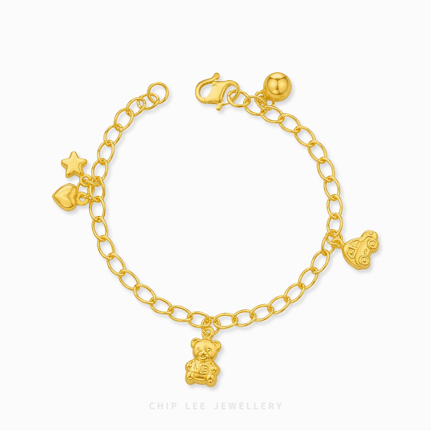Heart Star, Bear, Car Charm Baby Bracelet