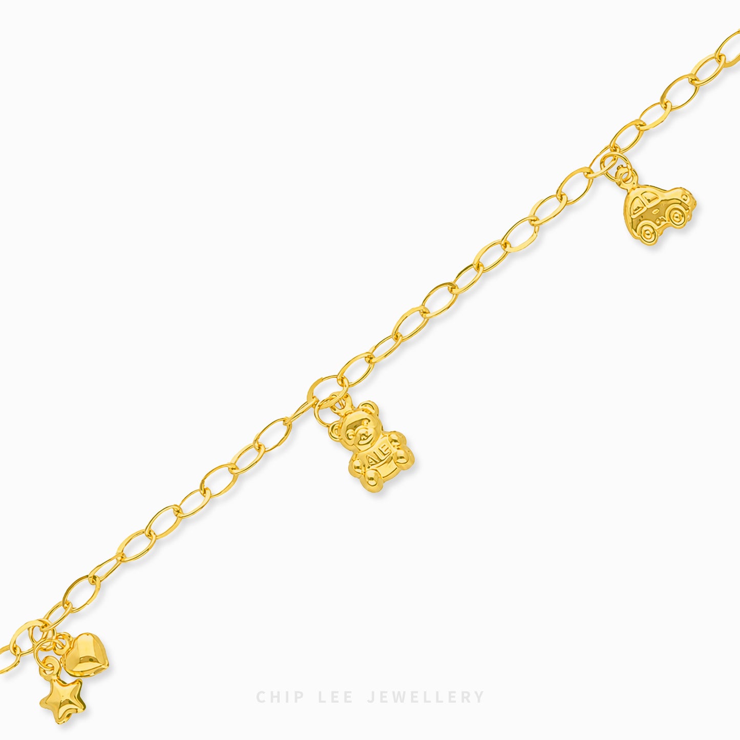Heart Star, Bear, Car Charm Baby Bracelet