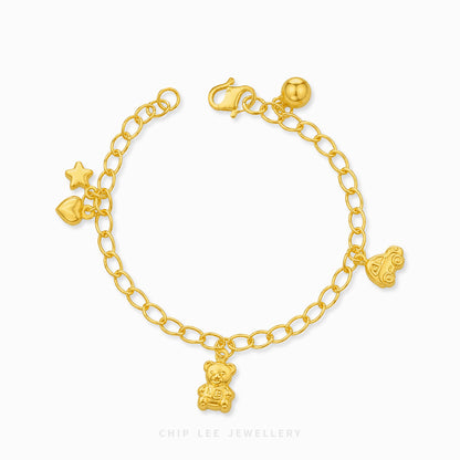 Heart Star, Bear, Car Charm Baby Bracelet