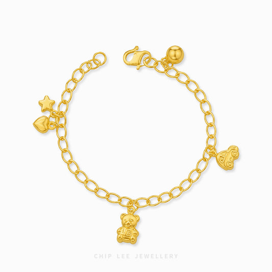 Heart Star, Bear, Car Charm Baby Bracelet