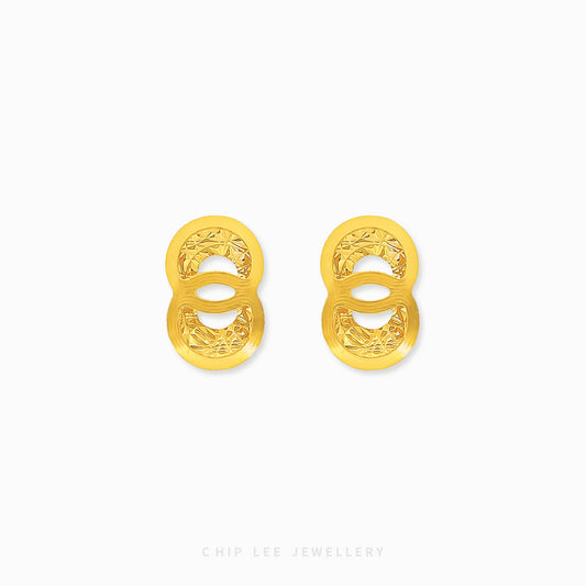 Hollow Intricate Earring from Chip Lee Jewellery Singapore. 916 Pure Gold 22K dangle earrings with a lightweight, intricate detailed design. Certified gold.