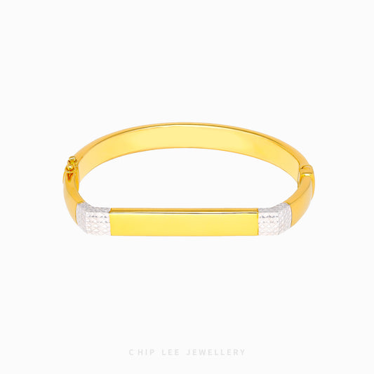 Duo Tone Semi Rectangular Bangle - Chip Lee Jewellery