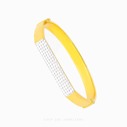 Duo Tone Semi Rectangular Bangle - Chip Lee Jewellery