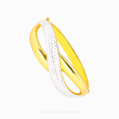 Duo Tone Crossover Bangle - Chip Lee Jewellery