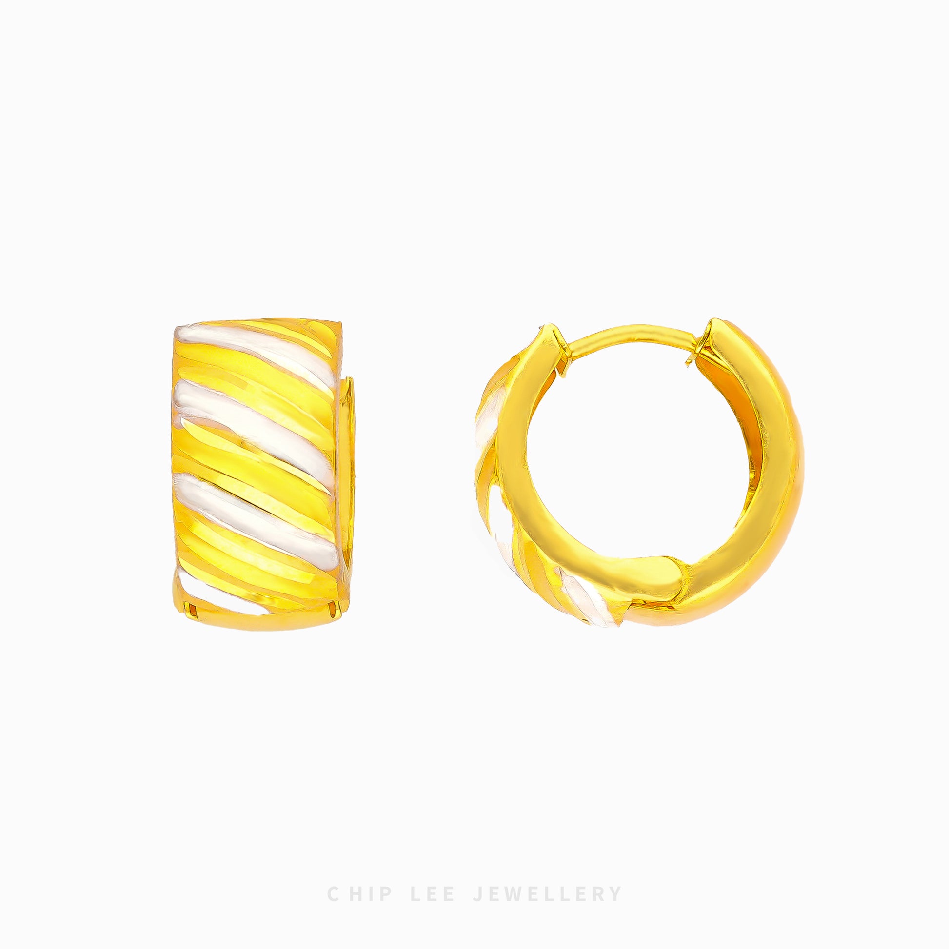 Duo Tone Stripe Textured Hoop Earrings - Chip Lee Jewellery