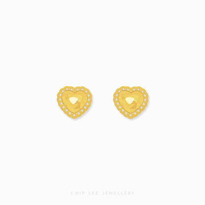 Beaded Heart Stud Earring