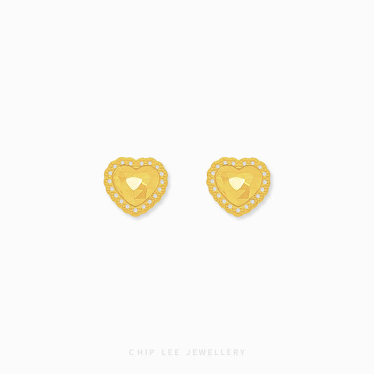 Beaded Heart Stud Earring