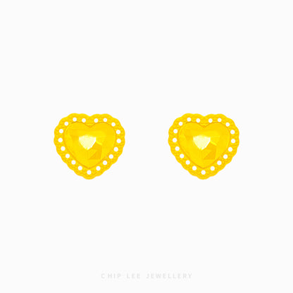 Beaded Heart Stud Earring