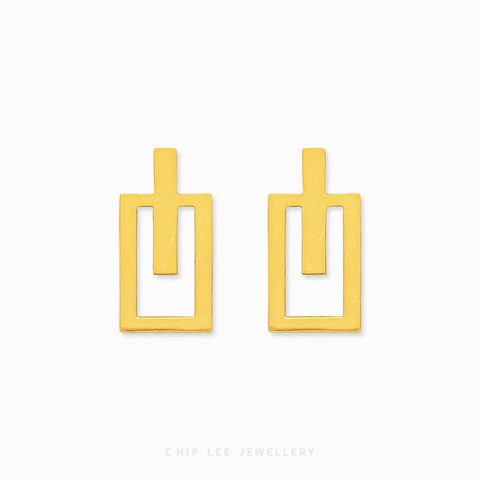 Rectangular Geometric Stud Earring