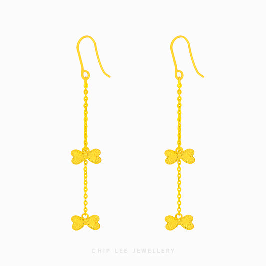 Double Ribbon Dangling Earring