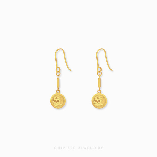 Round Honeycomb Dangling Earring