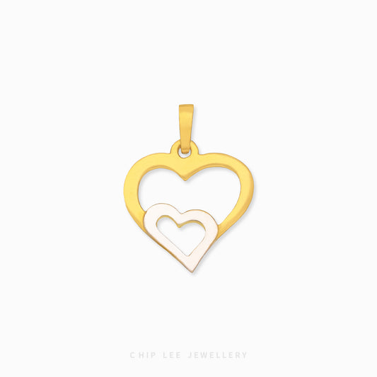 Mixed Double Hollow Heart Pendant