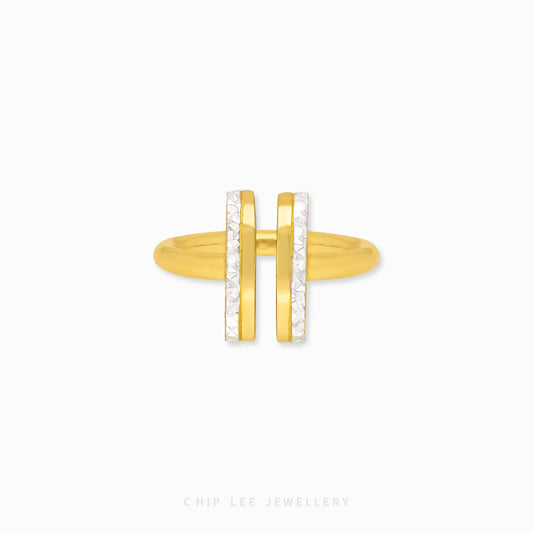 Duo Tone Parallel Cuff Ring - Chip Lee Jewellery