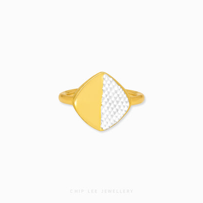 Duo Tone Diamond Shape Ring