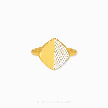 Duo Tone Diamond Shape Ring