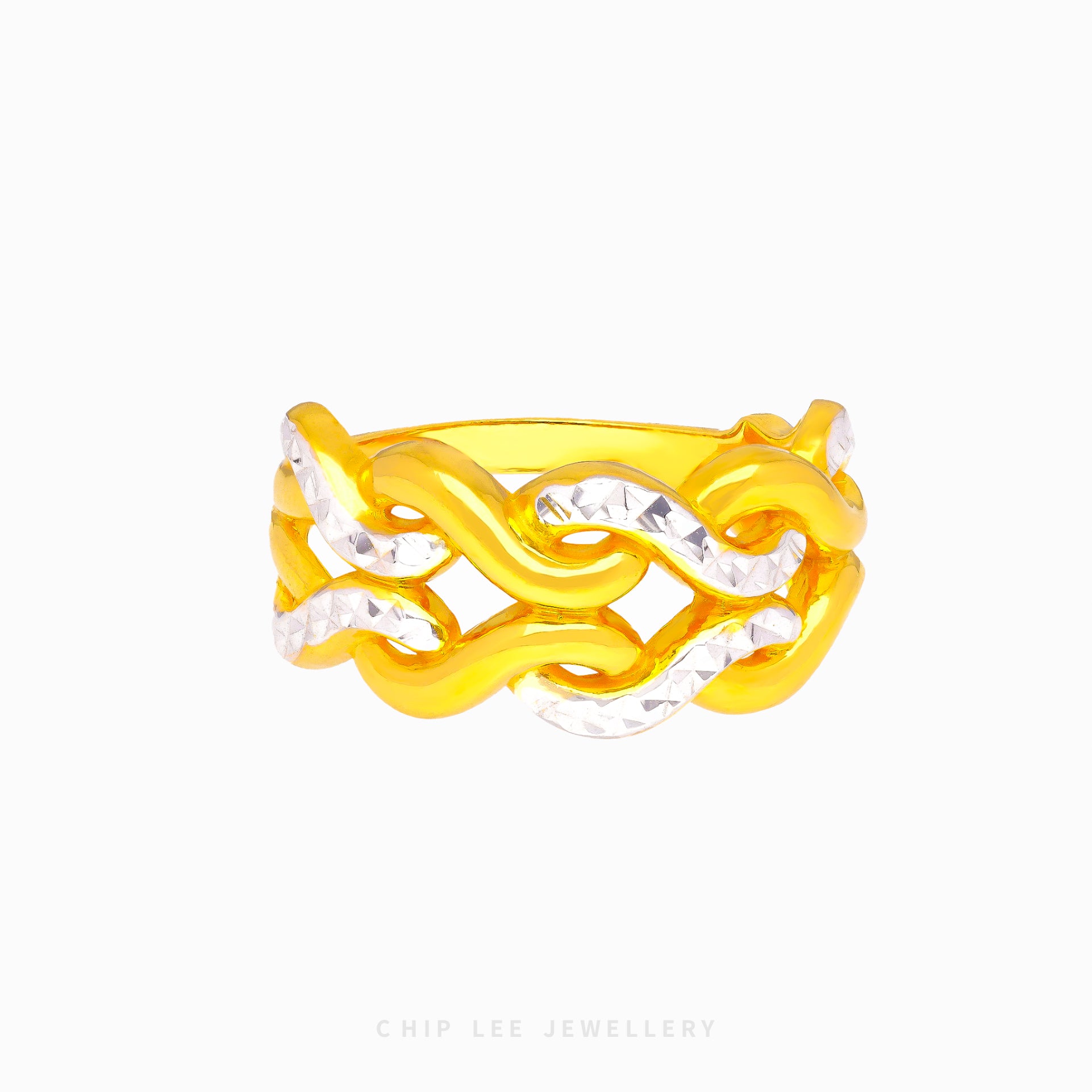 Duo Tone Wavy Ring Chip Lee Jewellery