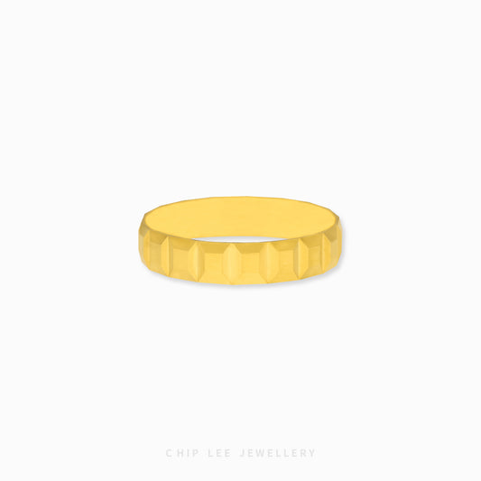 Ice Cube Ring with geometric cube-style facets band in 916 gold by Chip Lee Jewellery Singapore