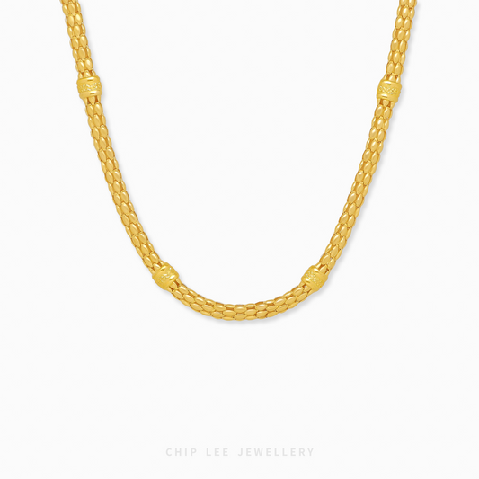 916 gold Imperial Weave Chain Necklace, elegant women’s gold chain for everyday wear, layering, or pairing with pendants