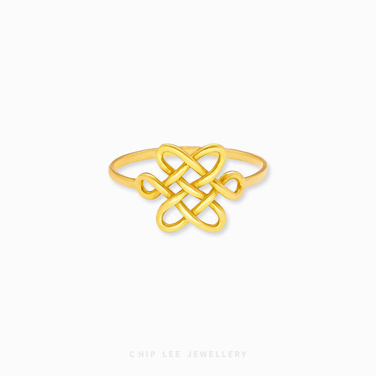22K gold Infinity Knot Ring (盤長結) by Chip Lee Jewellery symbolising unity, continuity and prosperity through elegant and refined craftsmanship