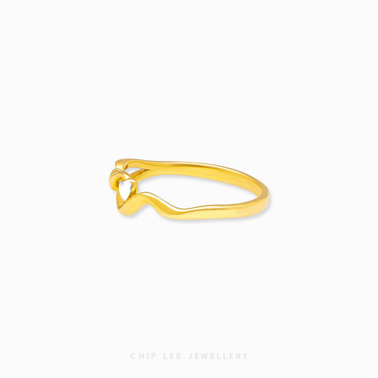 Infinity Loop Duo Tone Heart Ring by Chip Lee Jewellery, duo-tone 916/22K gold, heart & infinity motif, romantic elegance accessory