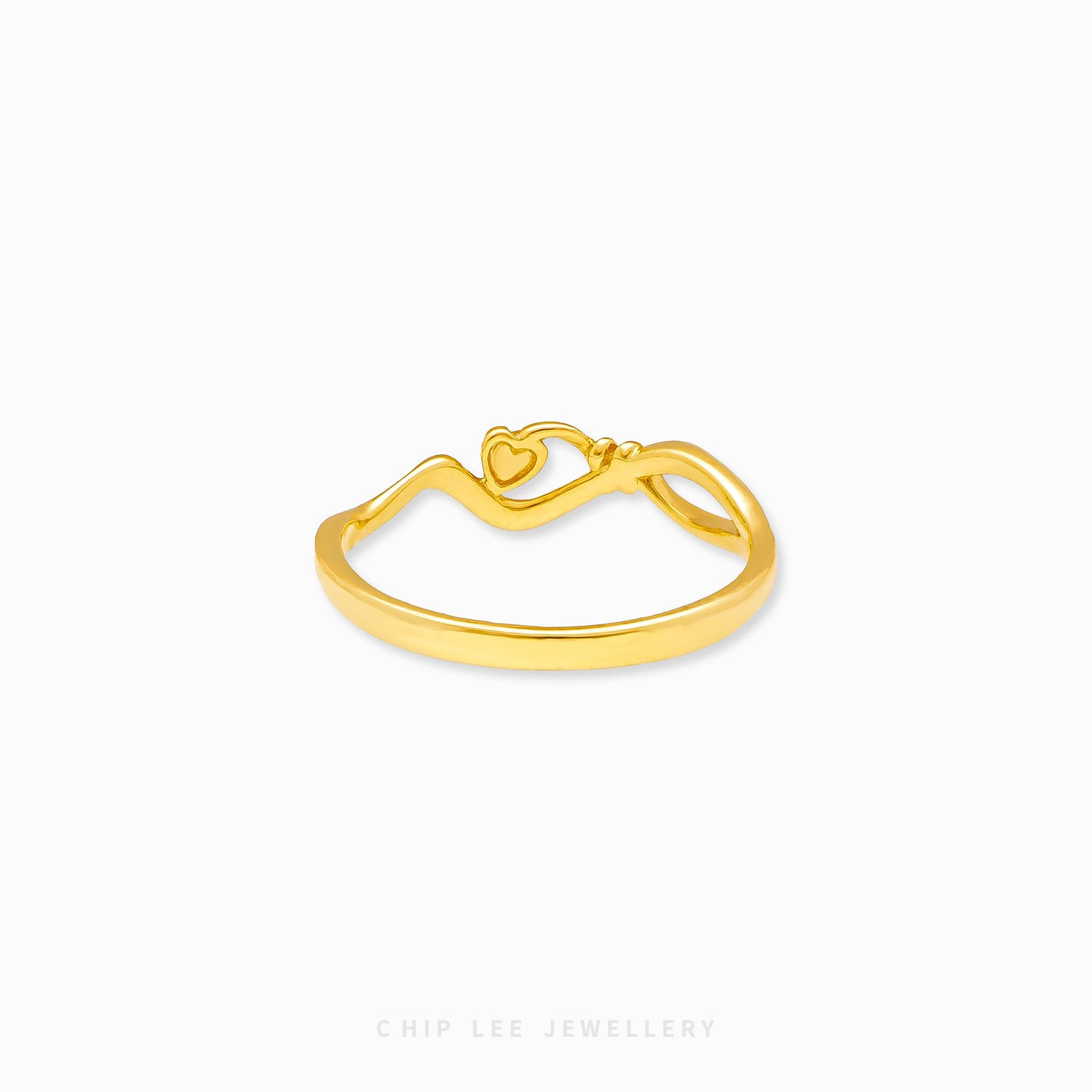 Infinity Loop Duo Tone Heart Ring by Chip Lee Jewellery, duo-tone 916/22K gold, heart & infinity motif, romantic elegance accessory