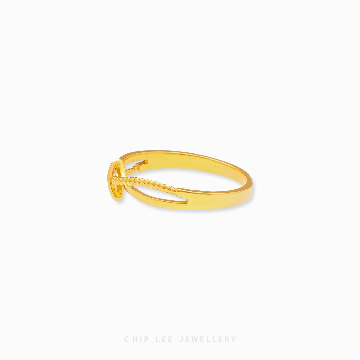 Infinity Mixed Rope Loop Ring by Chip Lee Jewellery, textured intertwined rope & loop design in 916/22K gold, layered elegance accessory