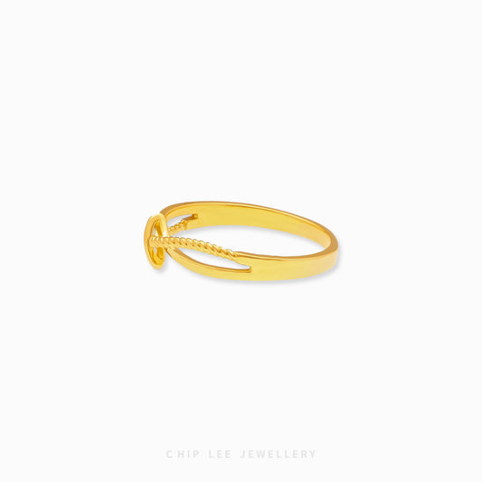 Infinity Mixed Rope Loop Ring by Chip Lee Jewellery, textured intertwined rope & loop design in 916/22K gold, layered elegance accessory