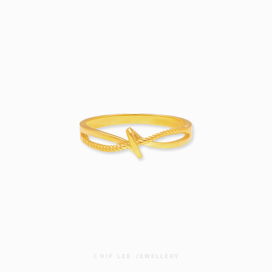 Infinity Mixed Rope Loop Ring by Chip Lee Jewellery, textured intertwined rope & loop design in 916/22K gold, layered elegance accessory