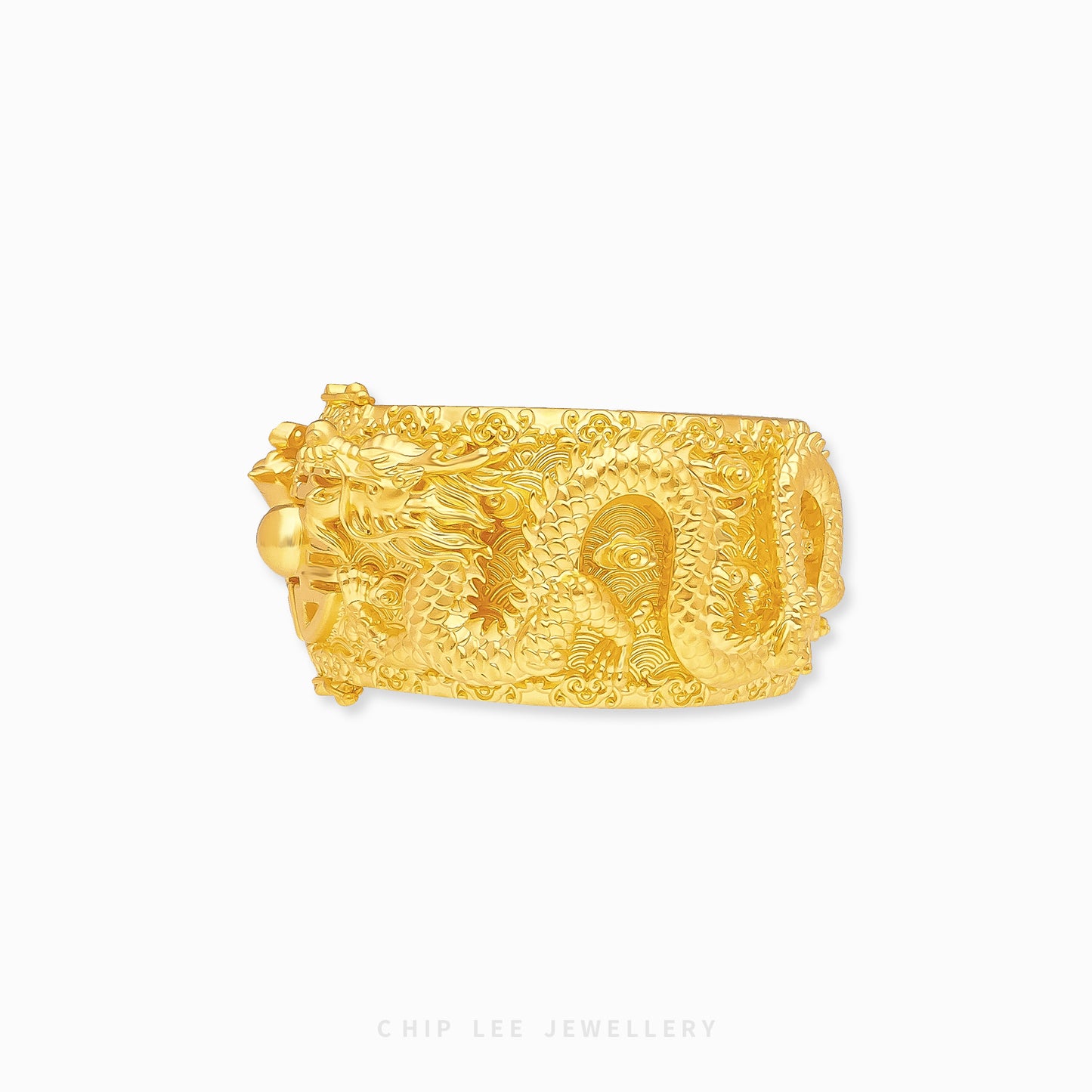 999 Pure Gold Traditional Dragon & Phoenix "Long Feng" Bangle