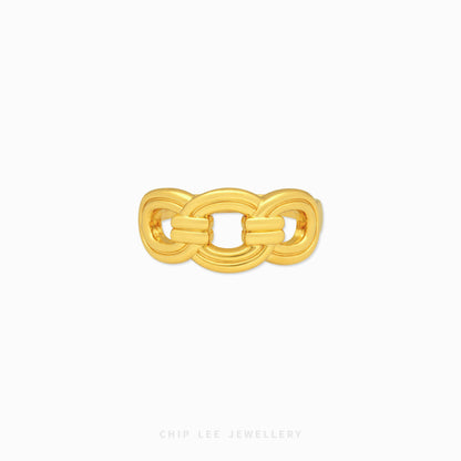 Pure 24k gold structured column ring minimalist style
