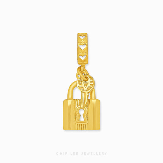 Lock and Key Charm featuring matching lock and key designs, symbolizing love, trust, commitment, and unbreakable bonds for bracelets and necklaces.
