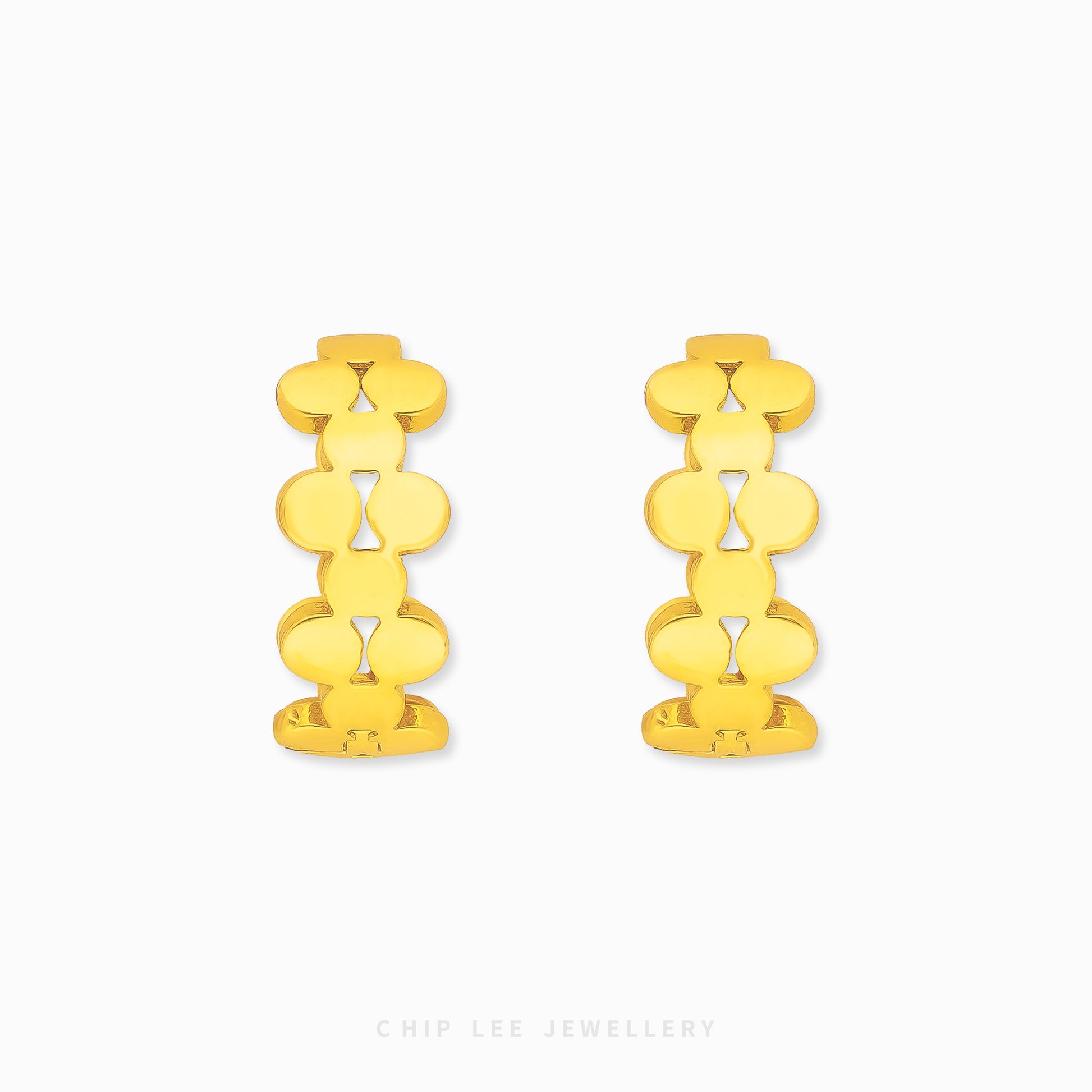 Loop Earring in 916 gold with sleek, continuous loop design by Chip Lee Jewellery Singapore