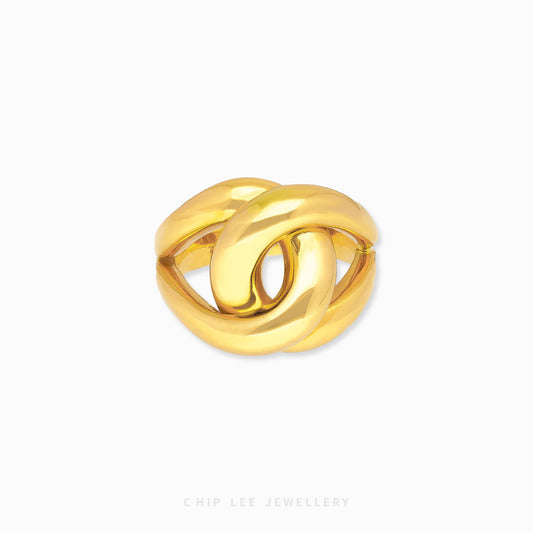 Loop Knot Ring in 916 gold, hallmarked in Singapore for certified purity and authenticity.