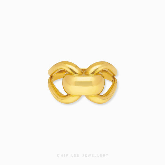 Loop Ring in 916 gold, hallmarked in Singapore for certified purity and authenticity.
