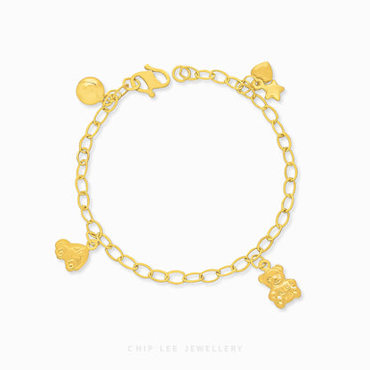 Bear, Car, Heart and Star Charms Baby Bracelet