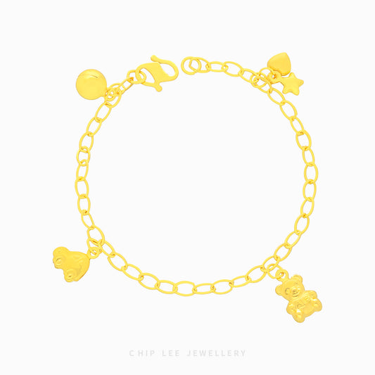 Bear, Car, Heart and Star Charms Baby Bracelet