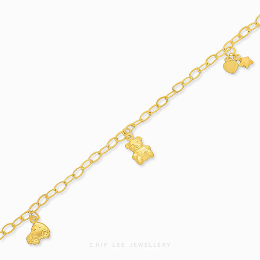 Bear, Car, Heart and Star Charms Baby Bracelet