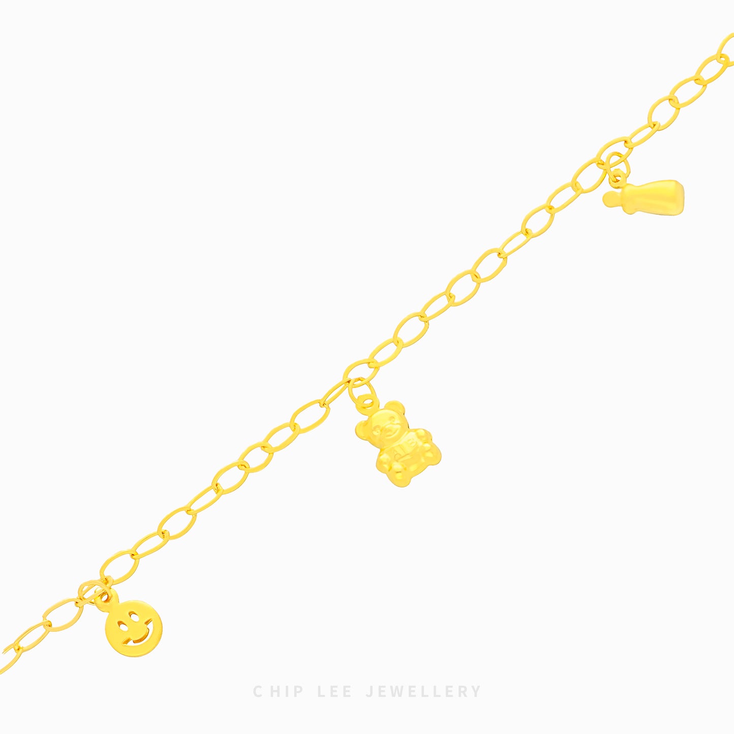 Smiley, Bear, Milk Bottle Charms Baby Bracelet