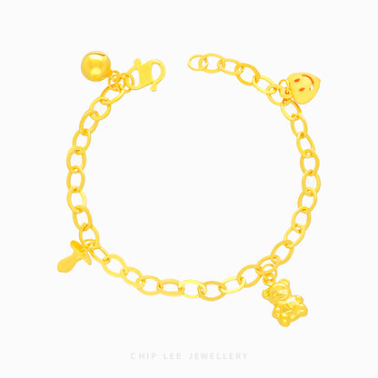 Smiley Heart, Bear, Pacifier Charms Baby Bracelet