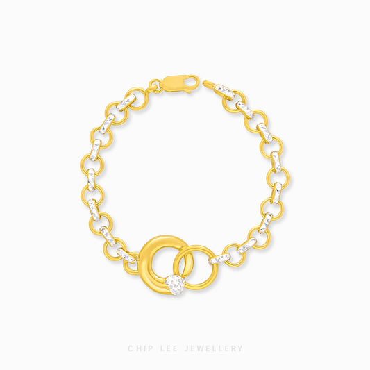 Duo Tone Circle Heart Bracelet