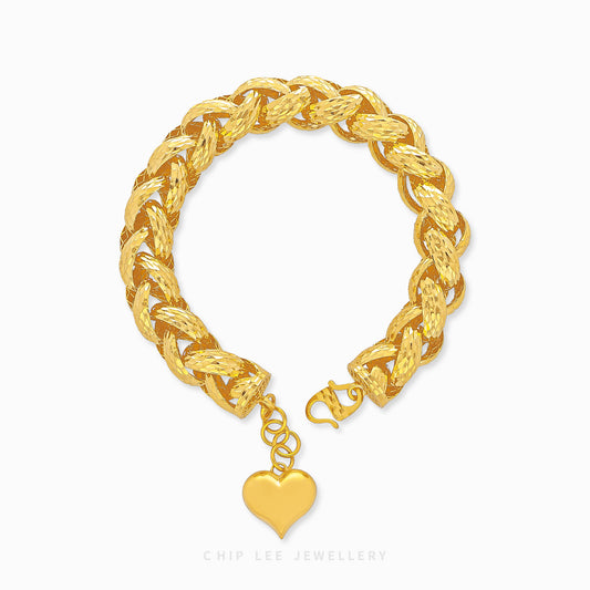 Chunky Heart Charm Bracelet