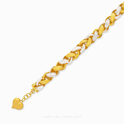 Chunky Duo Tone Heart Charm Bracelet