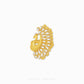 A gold-toned peacock brooch with clear pavé-set stones, displayed on a clean white background with the brand name 'CHIP LEE JEWELLERY' printed at the bottom.