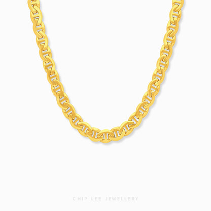 Mariner Chain Necklace with anchor-shaped links in 916 gold by Chip Lee Jewellery Singapore