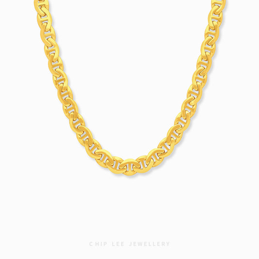 Mariner Chain Necklace with anchor-shaped links in 916 gold by Chip Lee Jewellery Singapore